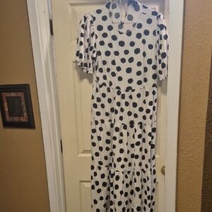 Who What Wear Black and White Polka Dot Long Sleeve Dress